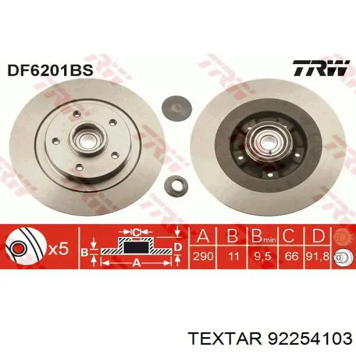 92254103 Textar disco de freno trasero