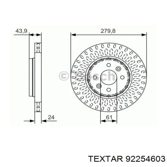 Disco de freno 92254603 Textar