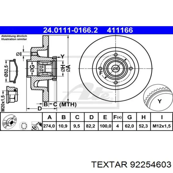 Disco de freno delantero Textar 92254603