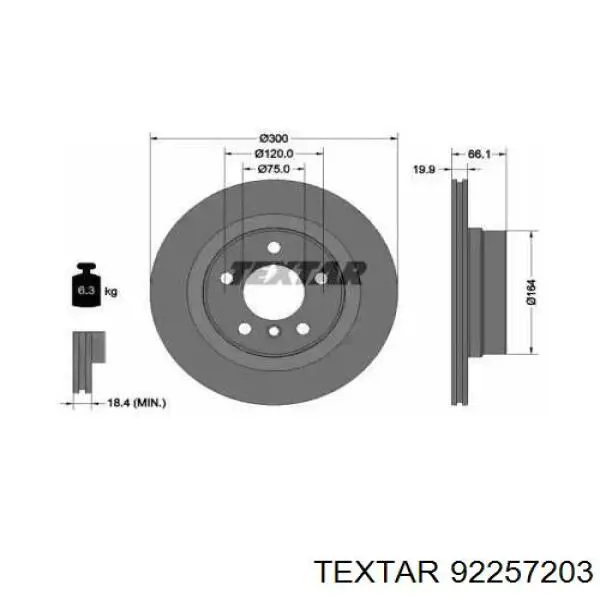 Comprar 92257203 Textar Disco de freno trasero