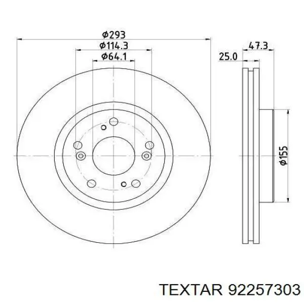 92257303 Textar freno de disco delantero