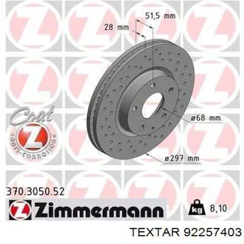 Comprar 92257403 Textar Freno de disco delantero