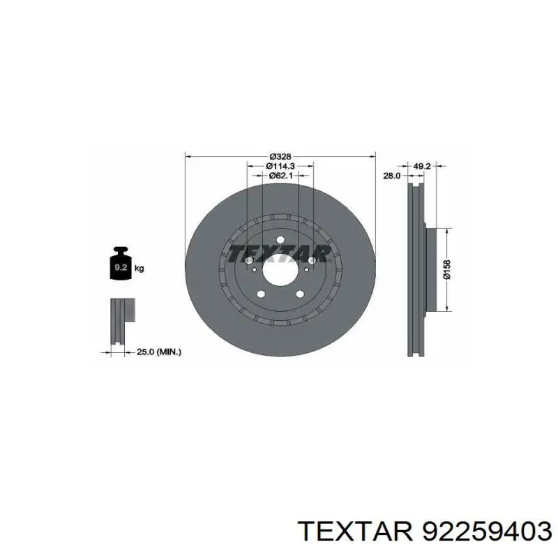 92259403 Textar freno de disco delantero