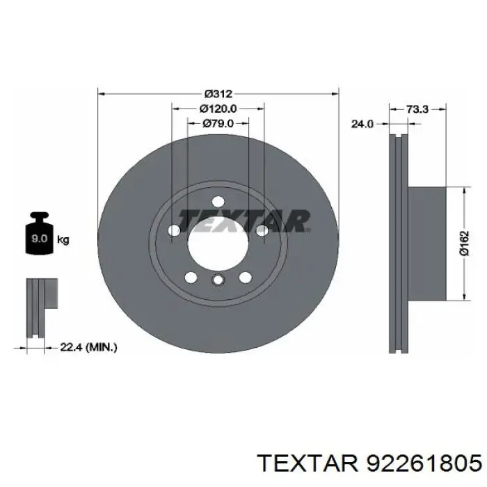 92261805 Textar freno de disco delantero