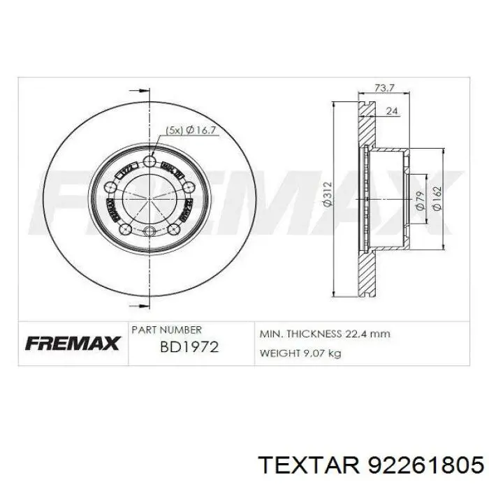 Frenos delanteros Textar 92261805 precio, desde 58,08 EUR