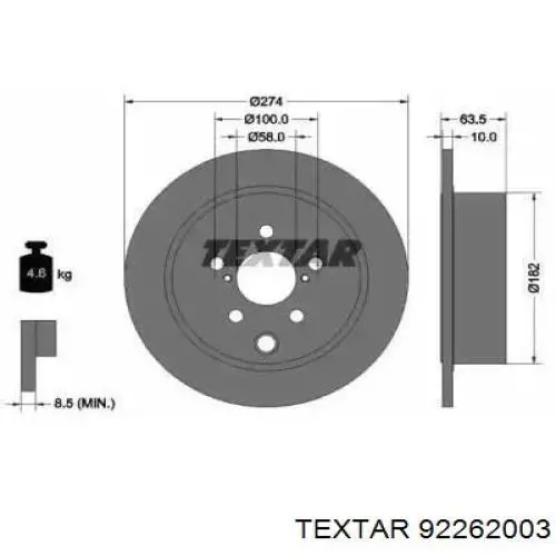 Disco de freno trasero Textar 92262003 precio, desde 50,22 EUR