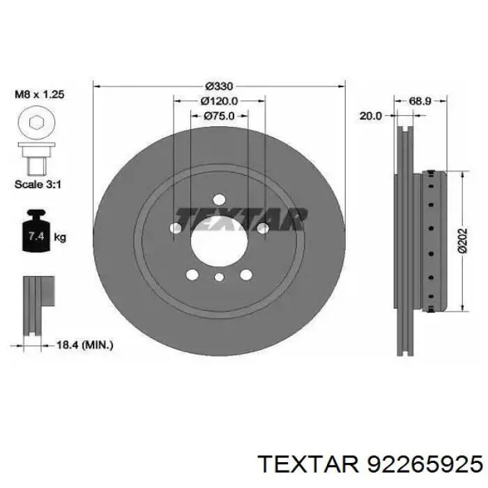 Disco de freno trasero Textar 92265925 precio, desde 67,58 EUR