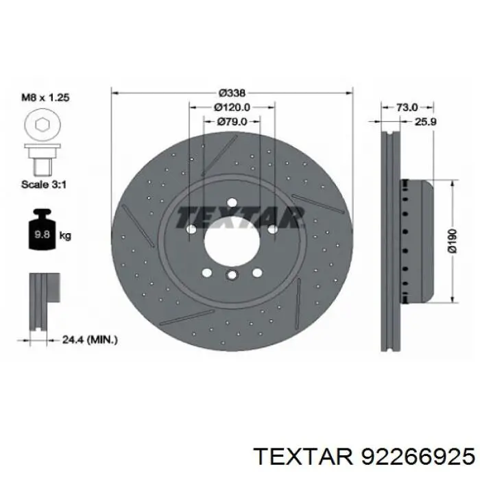 92266925 Textar freno de disco delantero