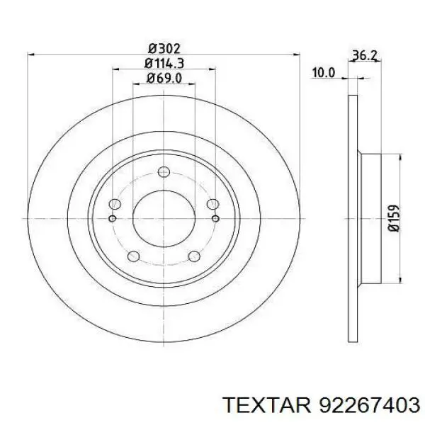 92267403 Textar disco de freno trasero