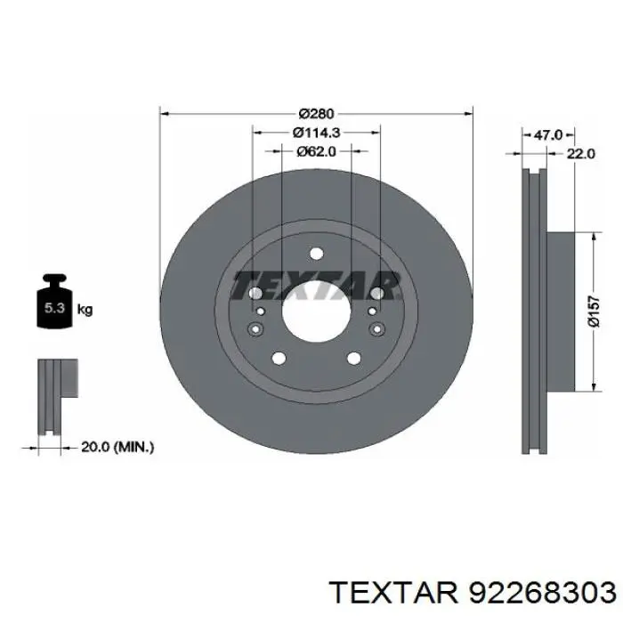 92268303 Textar freno de disco delantero