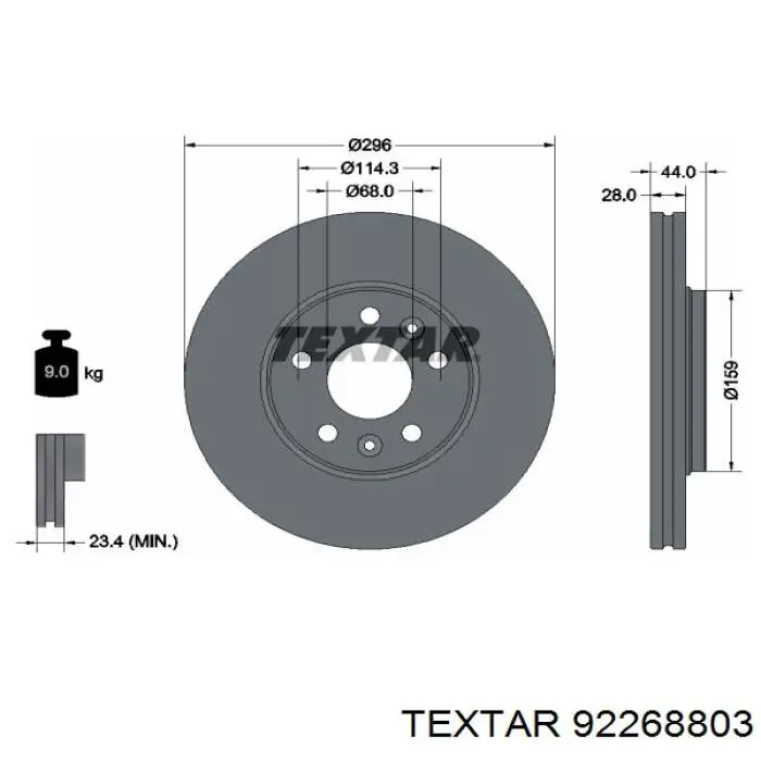 92268803 Textar freno de disco delantero