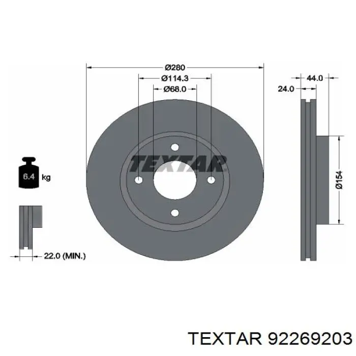 92269203 Textar freno de disco delantero