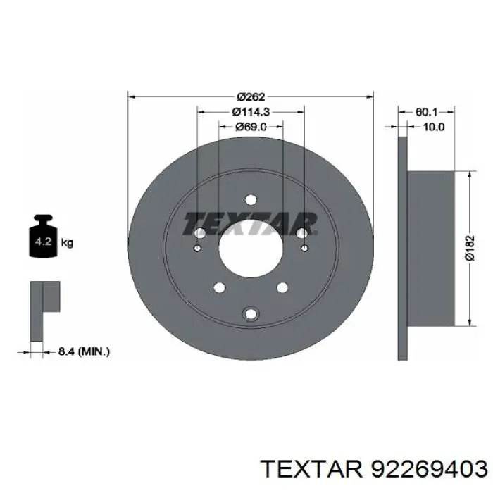 Disco de freno trasero Textar 92269403 precio, desde 34,74 EUR
