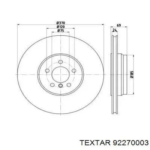 92270003 Textar disco de freno trasero