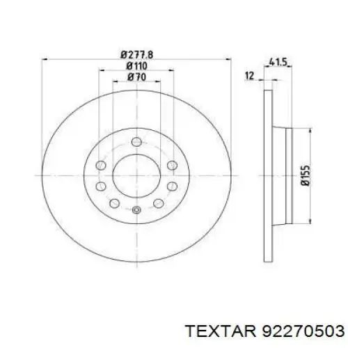 92270503 Textar disco de freno trasero