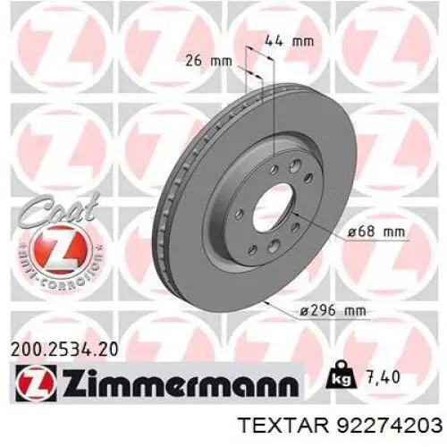 Comprar 92274203 Textar Freno de disco delantero