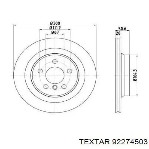 92274503 Textar disco de freno trasero