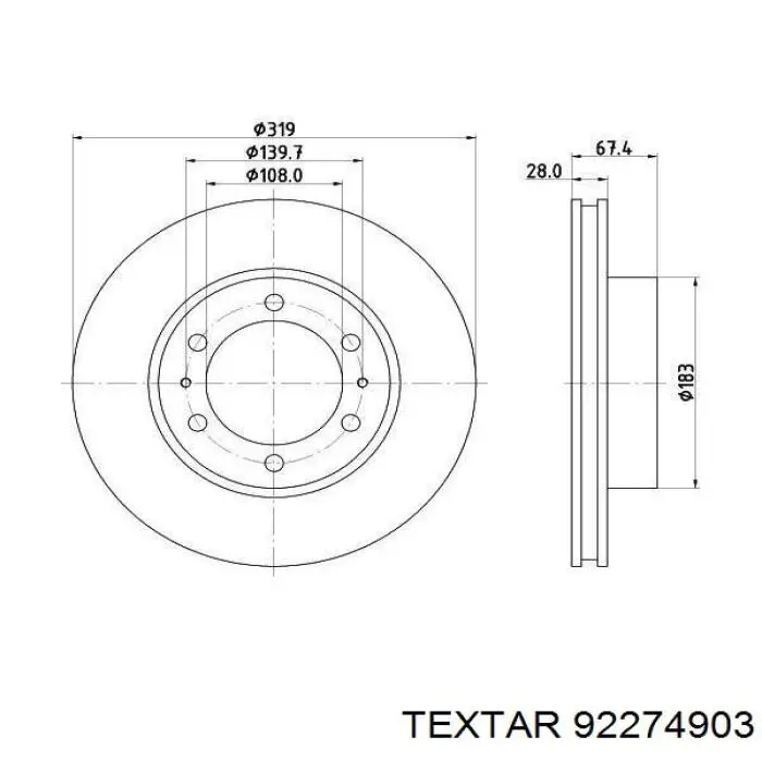 92274903 Textar freno de disco delantero