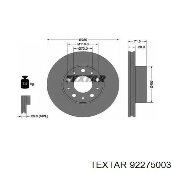 92275003 Textar Discos