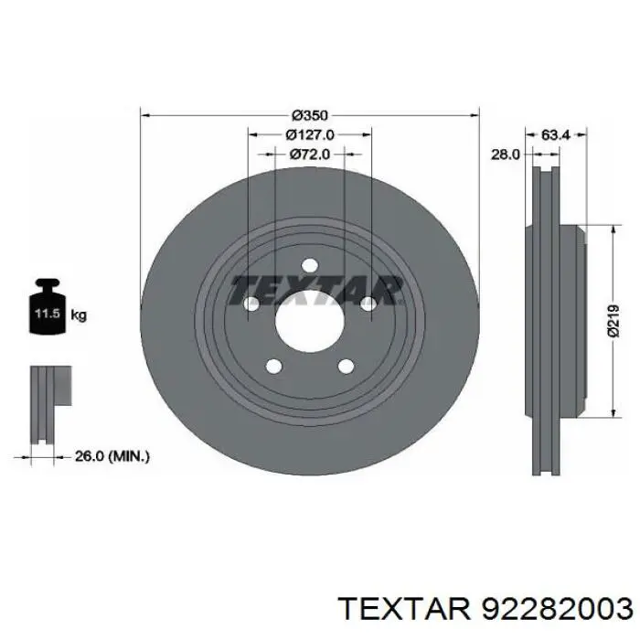 92282003 Textar disco de freno trasero