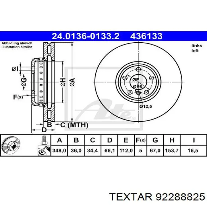 Comprar 92288825 Textar Freno de disco delantero