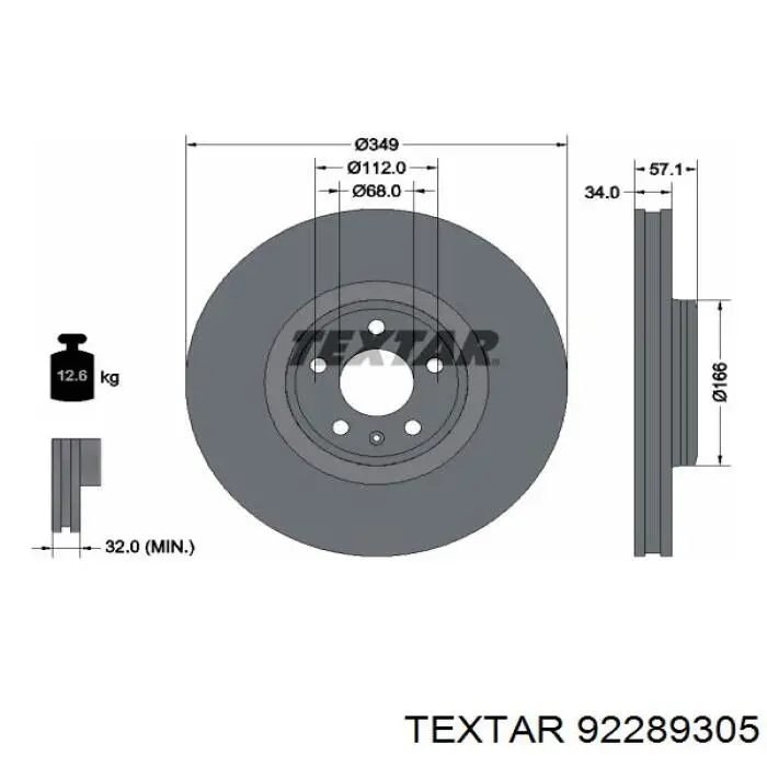 Comprar 92289305 Textar Freno de disco delantero