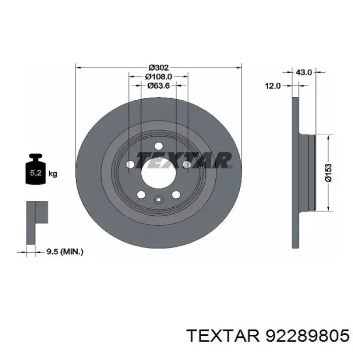 92289805 Textar freno de disco delantero