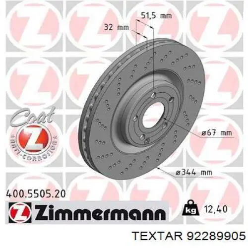 Disco de freno delantero Mercedes A2184210412
