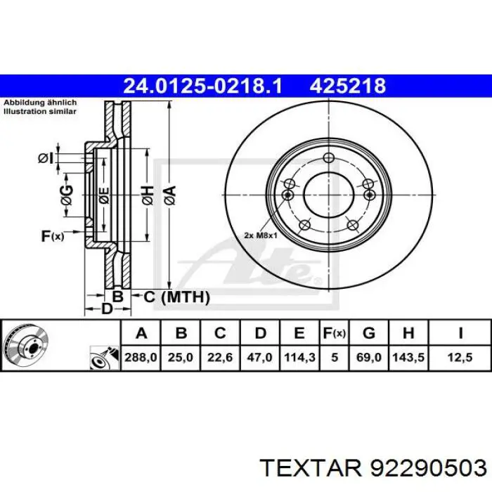 92290503 Textar freno de disco delantero