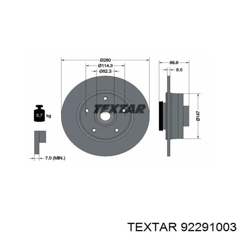 92291003 Textar disco de freno trasero