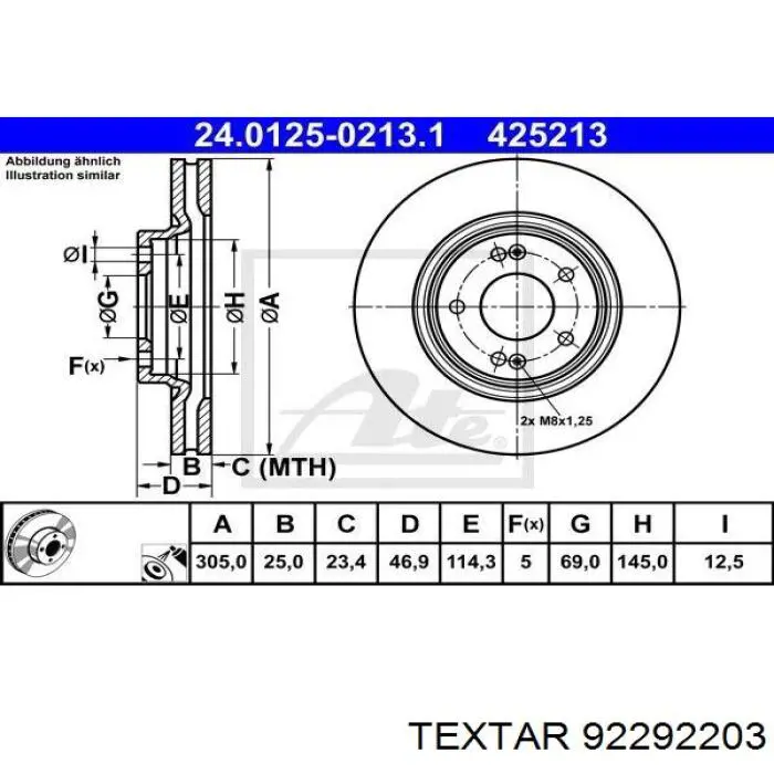 92292203 Textar freno de disco delantero