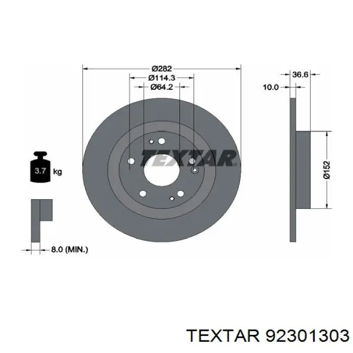 Disco de freno trasero Textar 92301303 precio, desde 39,30 EUR