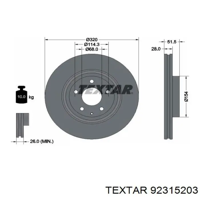 Comprar 92315203 Textar Freno de disco delantero