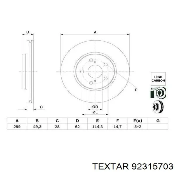 92315703 Textar freno de disco delantero