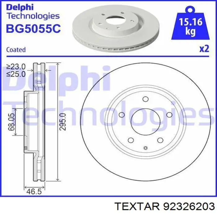 92326203 Textar freno de disco delantero