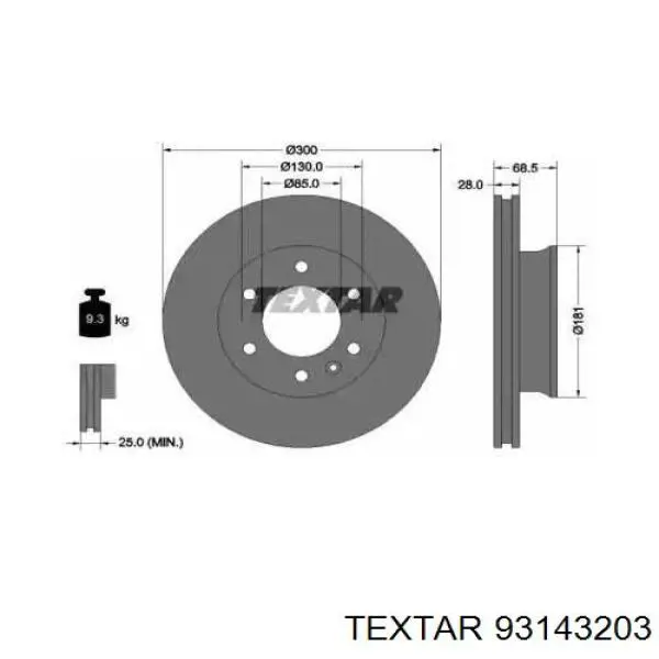 Comprar 93143203 Textar Freno de disco delantero