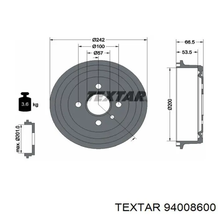 94008600 Textar freno de tambor trasero