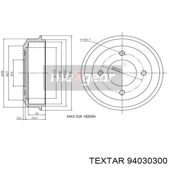 94030300 Textar freno de tambor trasero