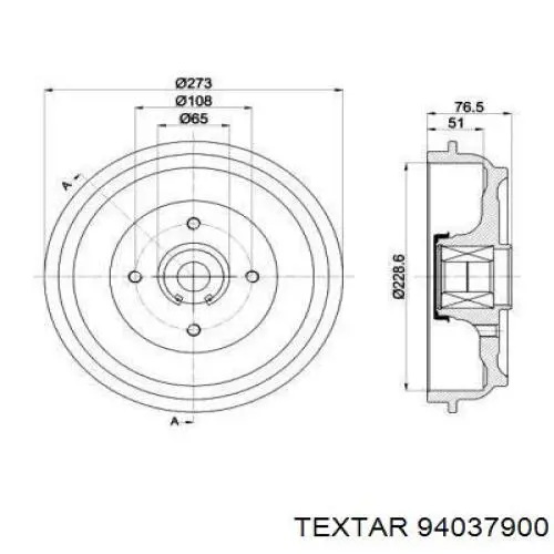 94037900 Textar freno de tambor trasero