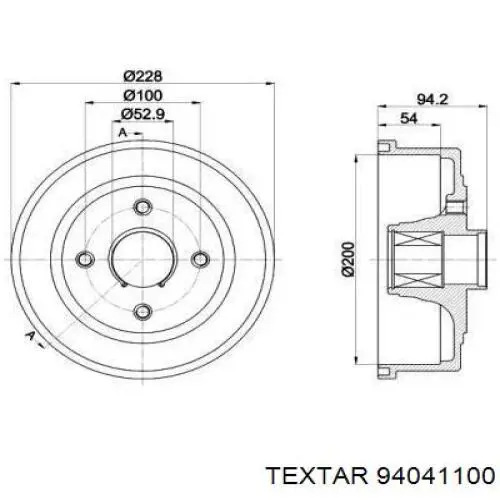 94041100 Textar Tambor de freno trasero