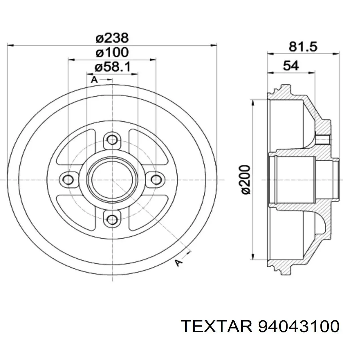 94043100 Textar freno de tambor trasero