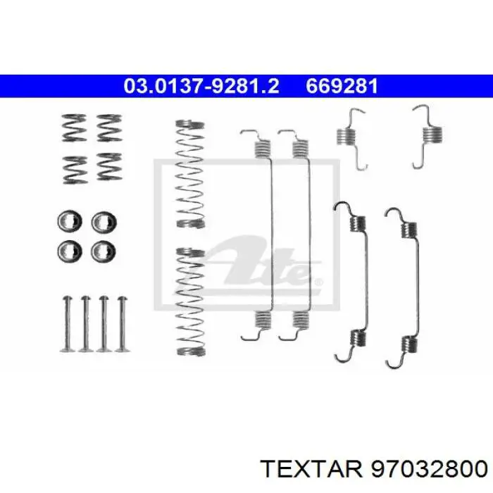 97032800 Textar kit de montaje, zapatas de freno traseras