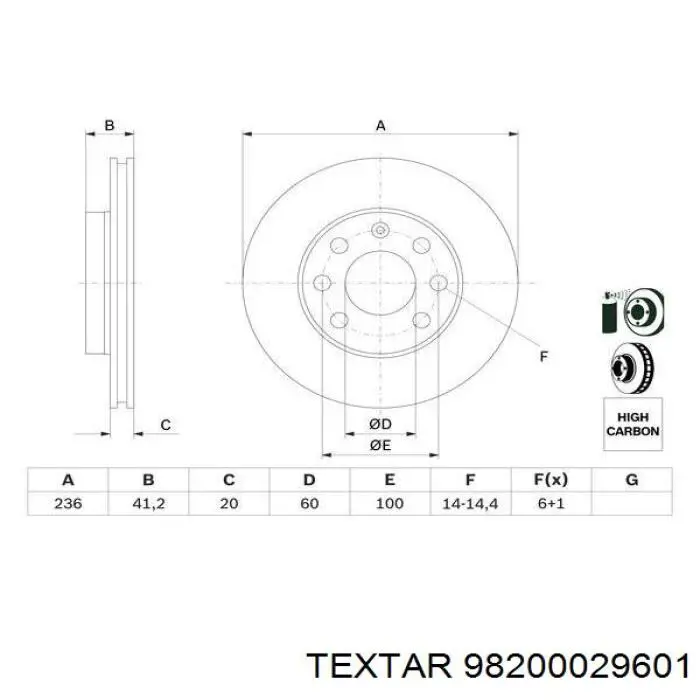 Freno de disco delantero Opel Astra 51, 52, F35, M35