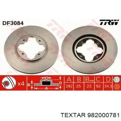 982000781 Textar freno de disco delantero