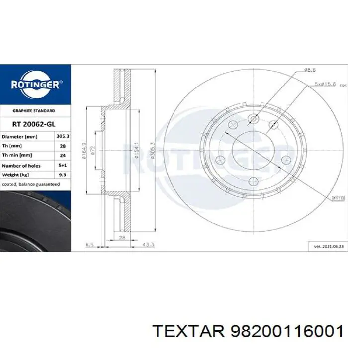 Freno de disco delantero Renault Trafic 2 FL