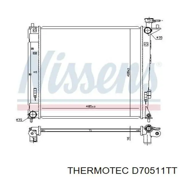 D70511TT Thermotec radiador refrigeración del motor