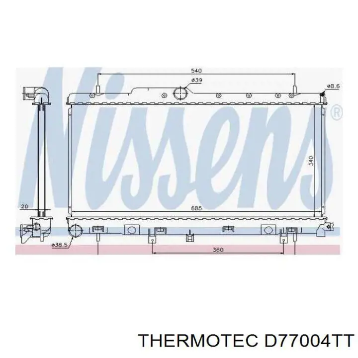 D77004TT Thermotec radiador refrigeración del motor