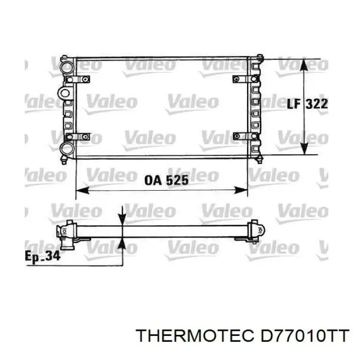 D77010TT Thermotec radiador refrigeración del motor