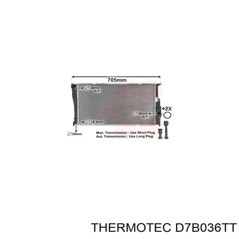 D7B036TT Thermotec radiador refrigeración del motor