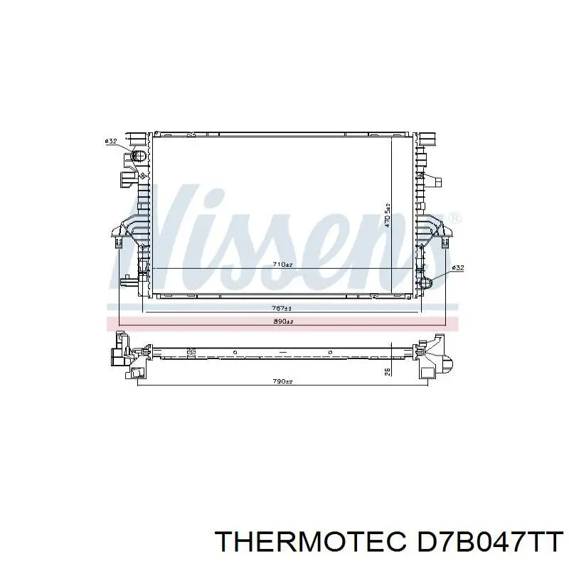 D7B047TT Thermotec radiador refrigeración del motor